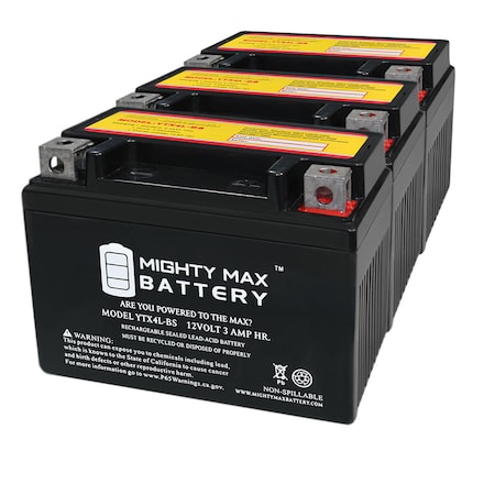 YTX4L-BS SLA Replacement Battery Compatible With RovKeav 4L-BS - 3PK